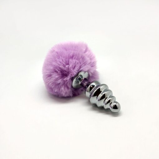 Metal anal fluffy twist plug m pink - obrazek 2