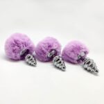 Metal anal fluffy twist plug m pink - obrazek 4