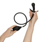 Anal collection - inflatable butt plug with pump 8 cm - black - obrazek 3