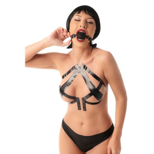 Breathable silicone ball gag with adjustable straps. - obrazek 3