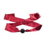 Silicone ball gag with satin straps. - obrazek 2