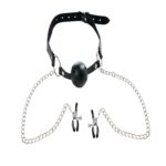 Breathable ball gag with adjustable nipple
clamps. - obrazek 2