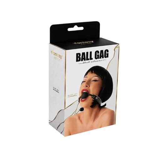 Black silicone ball gag with adjustable straps - obrazek 5