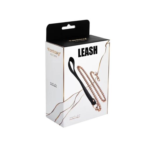 Metal and leather chain leash - obrazek 2