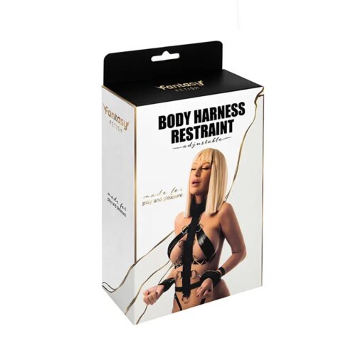 Harness with adjustable neck, belt and breastplate with rings - obrazek 7