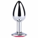 Silver small butt plug with purple diamond - obrazek 2