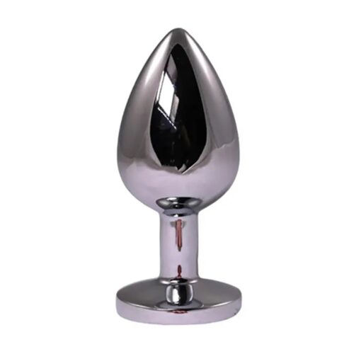 Silver small butt plug with red diamond - obrazek 2