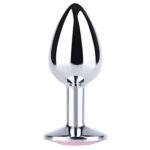 Silver small butt plug with white diamond - obrazek 2