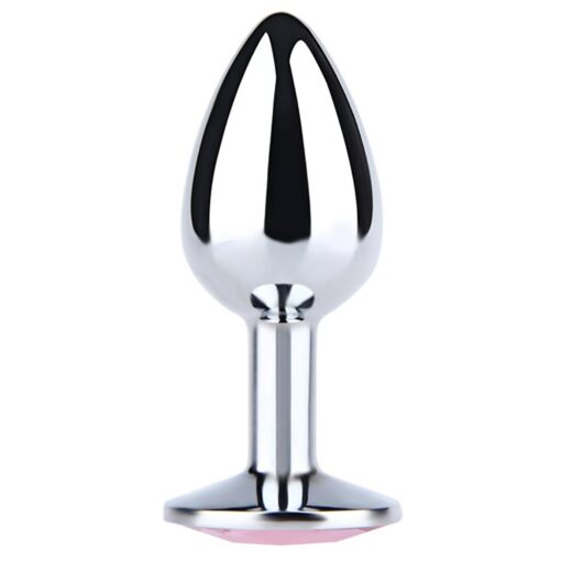 Silver small butt plug with white diamond - obrazek 2