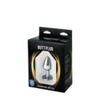 Silver small butt plug with white diamond - obrazek 3