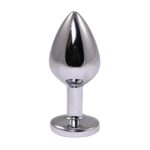 Silver medium butt plug with red diamond - obrazek 2