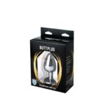 Silver medium butt plug with white diamond - obrazek 3