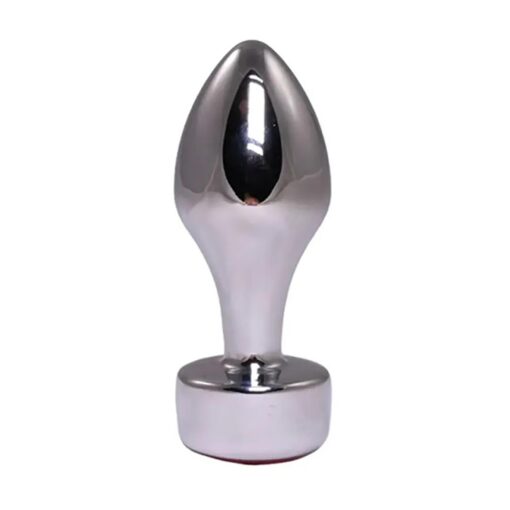 Silver butt plug with pink diamond - obrazek 2