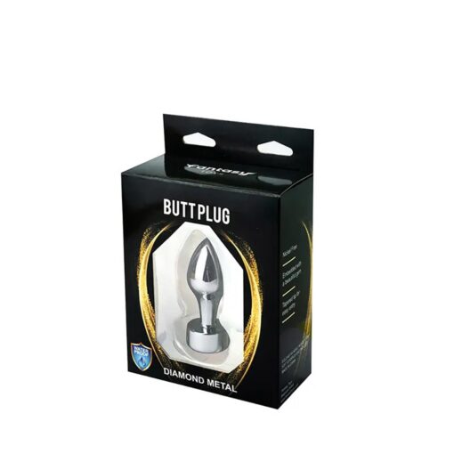 Silver butt plug with red diamond - obrazek 3