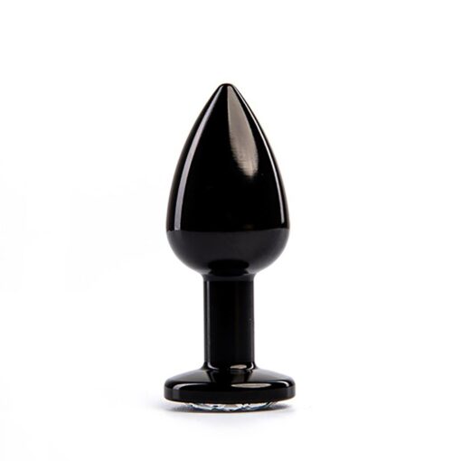 Black butt plug with white diamond - obrazek 2