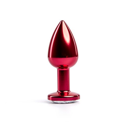 Red butt plug with white diamond - obrazek 2