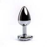 Silver small heart-shaped butt plug with white crystal - obrazek 2