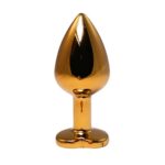 Gold medium heart-shaped butt plug with red crystal - obrazek 2