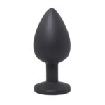 Black large butt plug with white crystal - obrazek 2