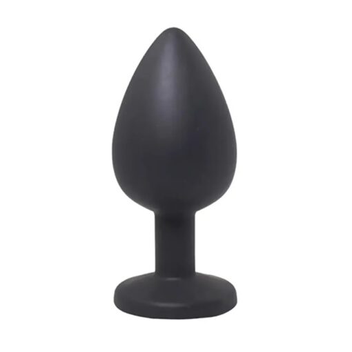 Black large butt plug with white crystal - obrazek 2