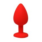 Red large butt plug with white crystal - obrazek 2