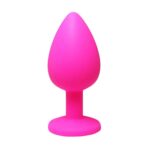 Pink medium butt plug with white crystal - obrazek 2