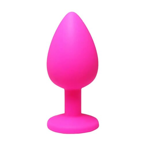 Pink medium butt plug with white crystal - obrazek 2