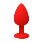 Red medium butt plug with white crystal - obrazek 2