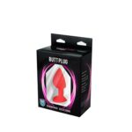Red medium butt plug with white crystal - obrazek 3