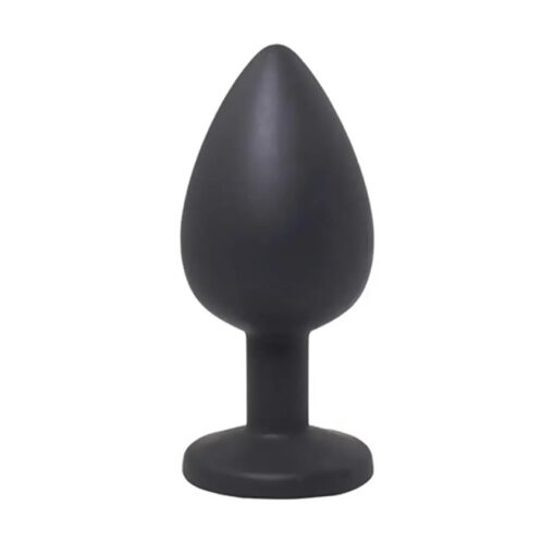 Black small butt plug with white crystal - obrazek 2