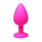 Pink small butt plug with white crystal - obrazek 2