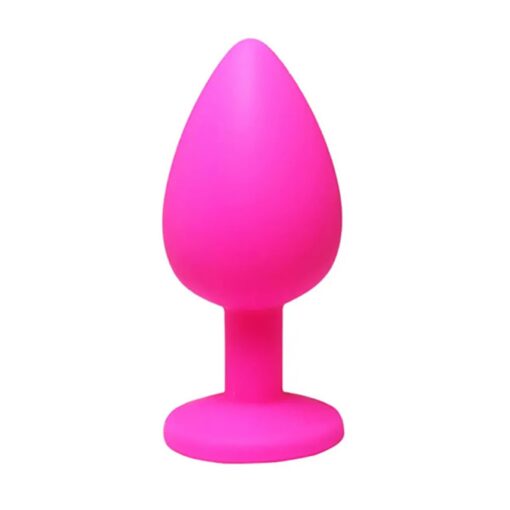 Pink small butt plug with white crystal - obrazek 2