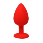 Red small butt plug with white crystal - obrazek 2