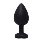 Black large heart-shaped butt plug with white crystal - obrazek 2