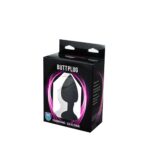 Black large heart-shaped butt plug with white crystal - obrazek 3