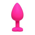 Pink large heart-shaped butt plug with white crystal - obrazek 2