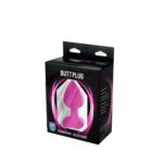 Pink large heart-shaped butt plug with white crystal - obrazek 3