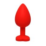 Red large heart-shaped butt plug with white crystal - obrazek 2