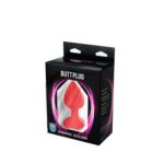 Red large heart-shaped butt plug with white crystal - obrazek 3