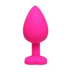 Pink medium heart-shaped butt plug with white crystal - obrazek 2