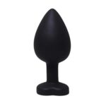 Black small heart-shaped butt plug with white crystal - obrazek 2
