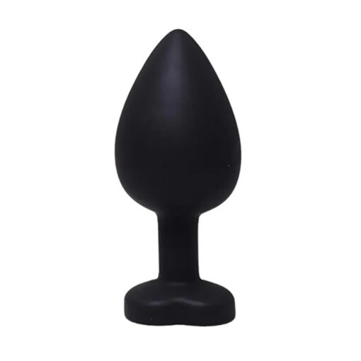 Black small heart-shaped butt plug with white crystal - obrazek 2