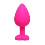 Pink small heart-shaped butt plug with white crystal - obrazek 2