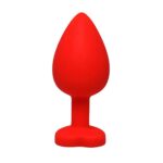 Red small heart-shaped butt plug with white crystal - obrazek 2