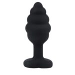 Butt plug black ribbed small - obrazek 2