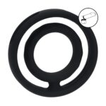 Classic grooved silicone cock and ball ring - black - obrazek 2