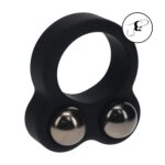 Liquid silicone double weighted ball cockring - black - obrazek 2