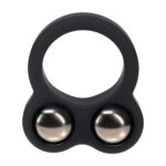 Liquid silicone double weighted ball cockring - black - obrazek 4