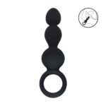 Beaded silicone anal probe with loop - black - obrazek 2
