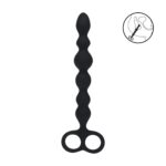 Beaded silicone anal probe with double loop - black - obrazek 2